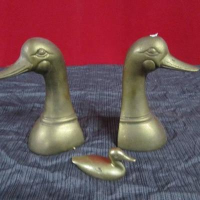 Brass Duck Bookends