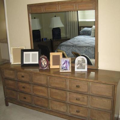 Mid Century Long Dresser with Mirror