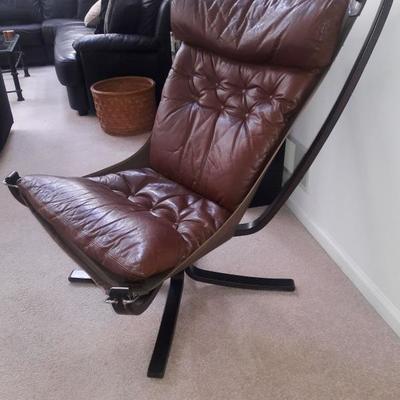 Mid Century Leather Falcon Chair