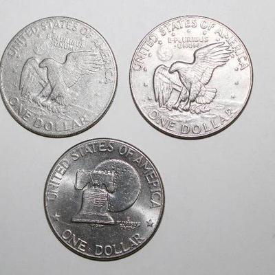 Lot of 3 Ike Eisenhower Dollars- Years 1972, 1976 ...