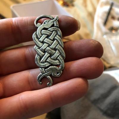 1950's Scottish Celtic Snakes brooch, 15 grams of sterling silver. By Hamish Dawson Bowman. 