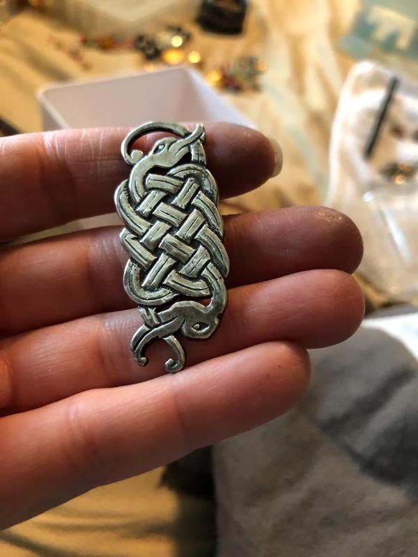 1950's Scottish Celtic Snakes brooch, 15 grams of sterling silver. By Hamish Dawson Bowman. 