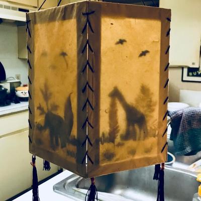 Rice paper, 6-sided panel, collage pictures