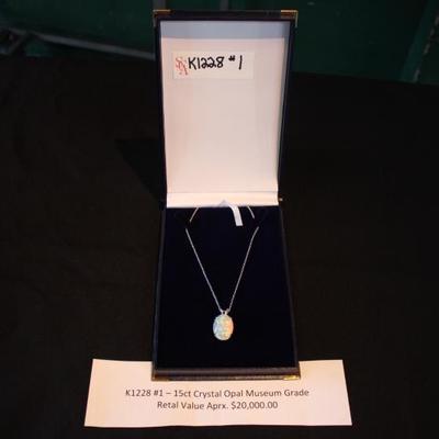 K1228 #1 – 15ct Crystal Opal Museum Grade
Retal Value Aprx. $20,000.00

