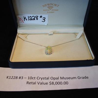 K1228 #3 – 10ct Crystal Opal Museum Grade
Retail Value Aprx.$8,000.00
