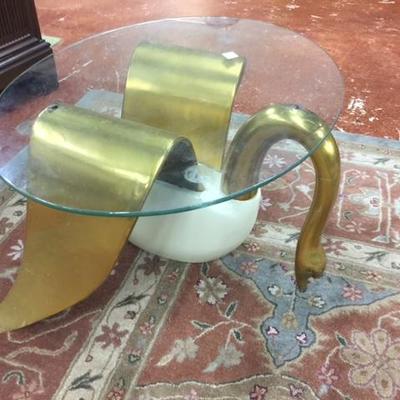 Swan Glass Top Side Table