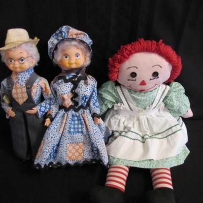 Raggedy Ann Doll & Ma & Pa Dolls