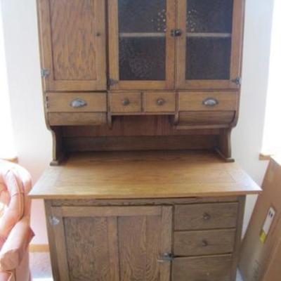 Antique Oak Hoosier Kitchen Cabinet