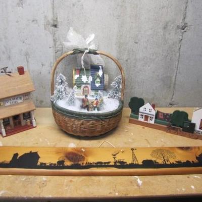 Christmas Basket & Wooden Home