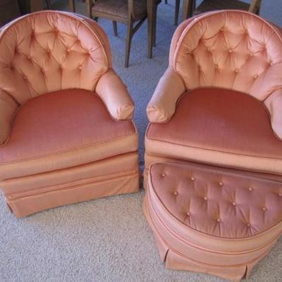 Peach Colored Chairs With Ottoman