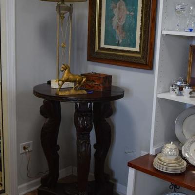 Side Table, Lamp, & Art