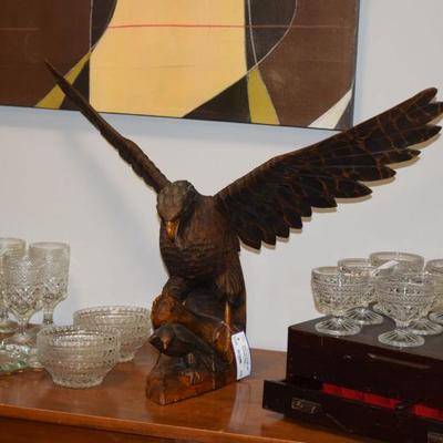 Eagle Figurine & Glasses