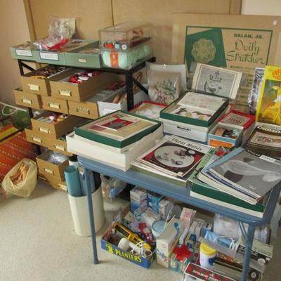 Lots of vintage sewing and embroidery supplies