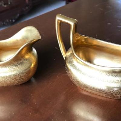 Osborne. Creamer & sugar bowl. Painted with 24K gold.