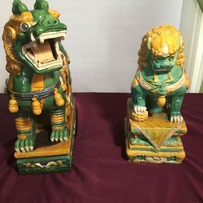 Ceramic Asian Statues Horse and Dog
