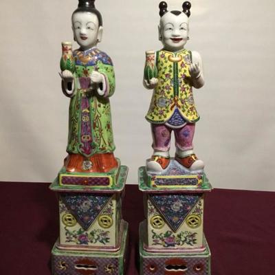 Two Hong Horizon Collection Hand-Painted Porcelain Statues