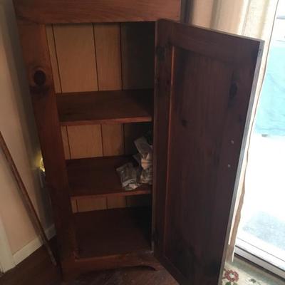 $150  3 Shelf Wood Cabinet with a Door  (photo 2 of 2)    * Cash Only.  No Returns. Local Pick Up In MEDIA, PA.  Buyer needs to bring...