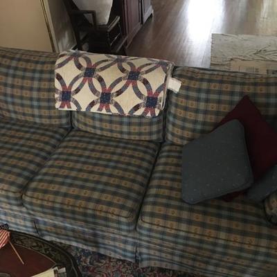 $150  Couch  Blue/Blue/Beige w/ Flowers  (photo 1 of 1) *Cash Only.  No Returns. Local Pick Up In Media, PA.  Buyer needs to bring...