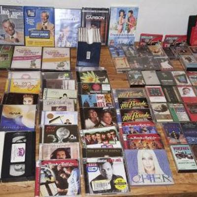 KET057 Huge DVD, CD, Vintage Cassette & VHS Tapes Lot
