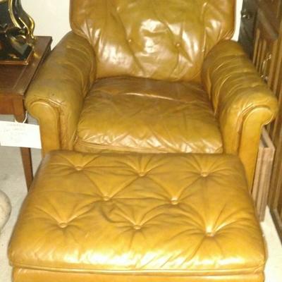 Drexel Leather Chair w/Ottoman