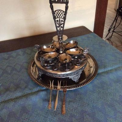 Silver Oyster Stand w/ Platter