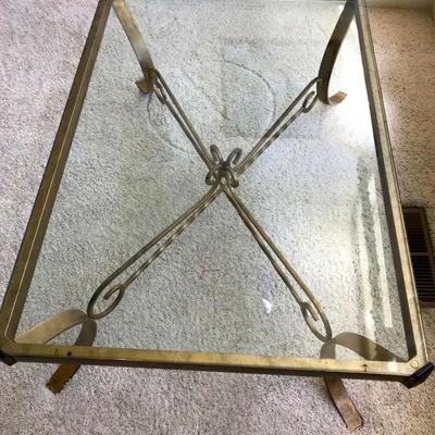 Heavy Brass and Glass Cocktail Table