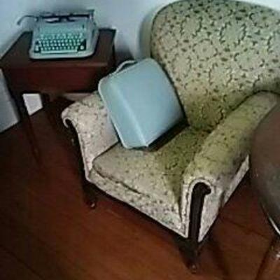 Antique Table, Chair, and Typewriter