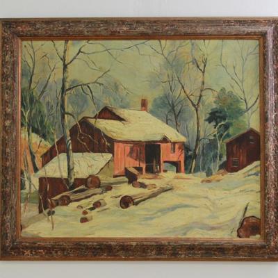 Lot 480: Walsh, Winter Landscape with Farmhouse 