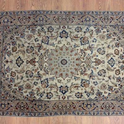 Lot 196: Qum Silk & Wool Beige & Ivory Rug/Carpet 