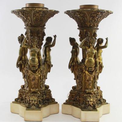 Lot 332: Pair French 19th Century Bronze Urns 