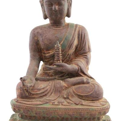 Lot 560: Antique Cast Iron Seated Buddha 
