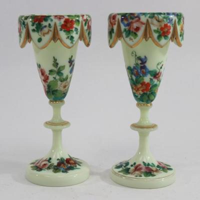 Lot 303: Pair Late 19th/Early 20th Century Glass Vases 