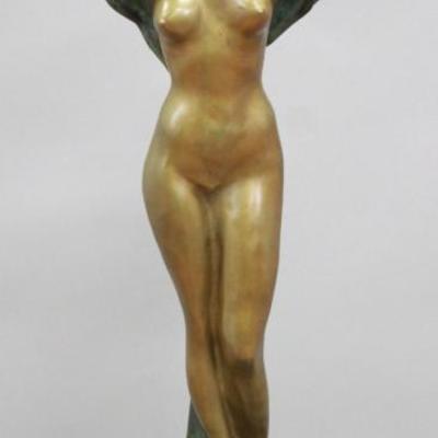 Lot 331: Contemporary Bronze Statue of Nude Woman 