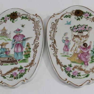 Lot 7: Pair Continental Porcelain Chinoiserie Plaques 