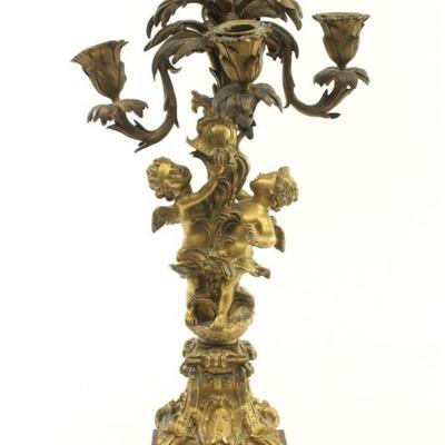 Lot 95: French Gilt Bronze Louis XV Style Candelabrum 