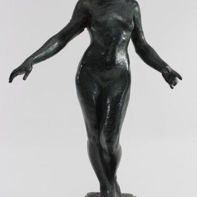 Lot 3: Bronze Clad Art Deco Plaster Nude Sculpture 
