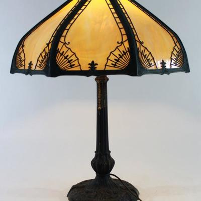Lot 97: Mille Co. Slag Glass Table Lamp 