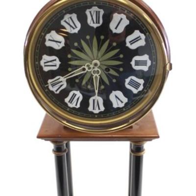 Lot 61: Contemporary Wood Column Mantel Clock 