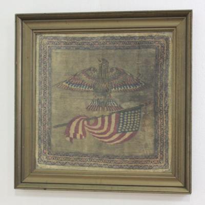 Lot 192: Persian Silk Carpet of American Eagle & Flag 