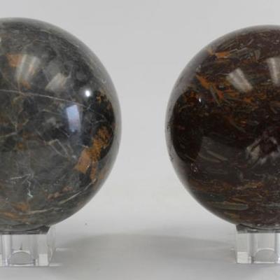 Lot 12: Pair Marble Balls/Spheres