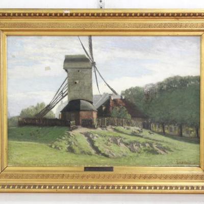 Lot 467: Vilhelm Theodore Fischer, Landscape with Windmill 