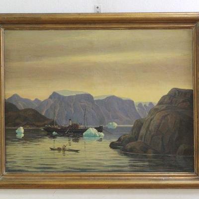 Lot 516: Emanuel A. Petersen, Arctic Greenland Harbor Scene 