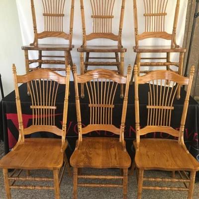 Lot of 6 Antique Oak Dining Chairs