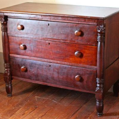 Empire style chest of drawers, hand made with gouged carving