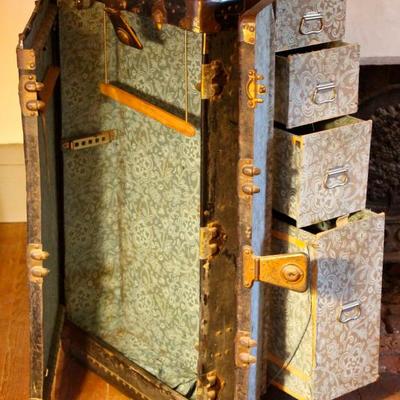 Steamer trunk with drawers and hanging compartment - traveled Europe!