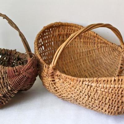 extensive collection of baskets, large, medium, and small