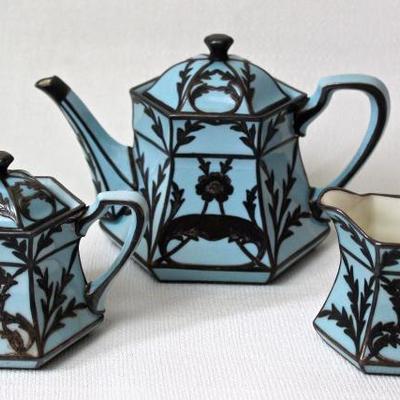 sterling overlay tea set by Lenox
