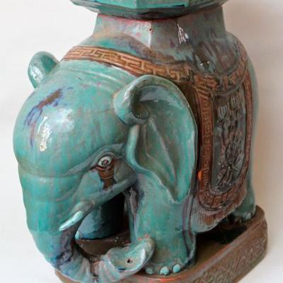 glazed ceramic elephant stand/side table