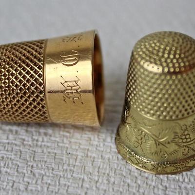 Antique thimbles, including 14K gold