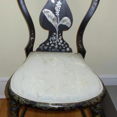 Antique Victorian mother of pearl inlaid side chair $250
2 available